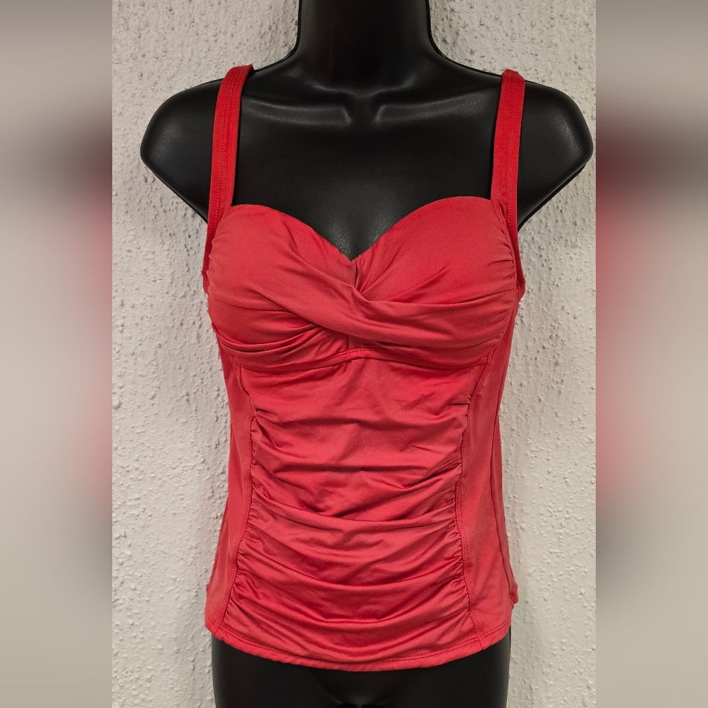 Liz Claiborne Rose Ruched Bustier Swim Top